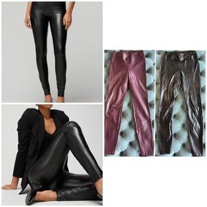 WHBM Runway Black and Purple Faux Leather Leggings  Size 4 Bundle